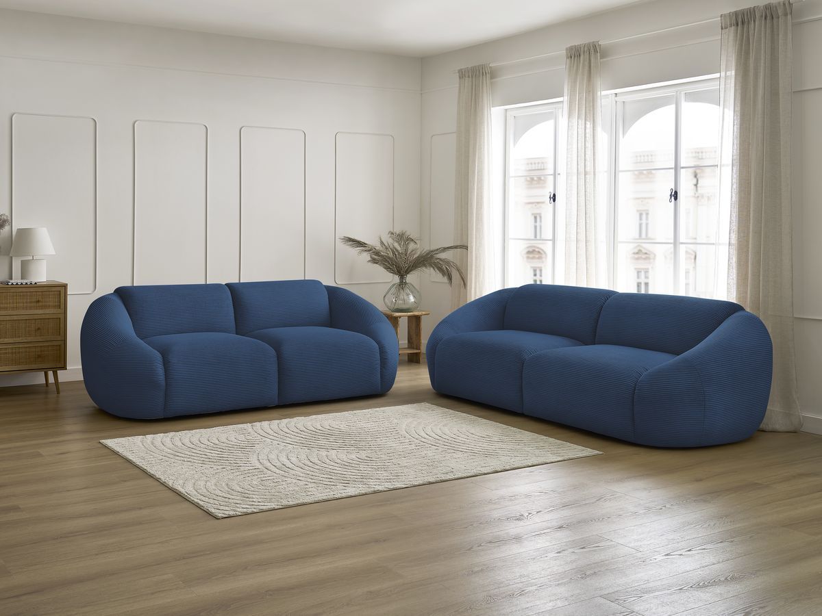 Bobochic Tina Sofa 5-Sitzer Cordsamt Dunkelblau
