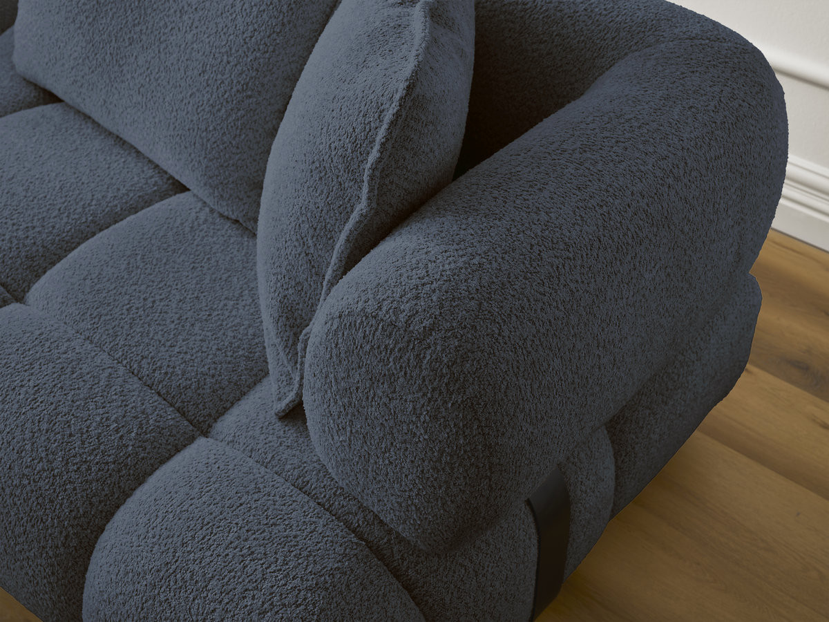 Bobochic Alya Ecksofa Bouclé-Stoff Dunkelblau Ecke links