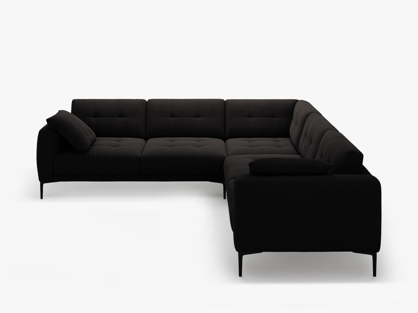 Micadoni Ecksofa Bemy 5-Sitzer Samt Schwarz