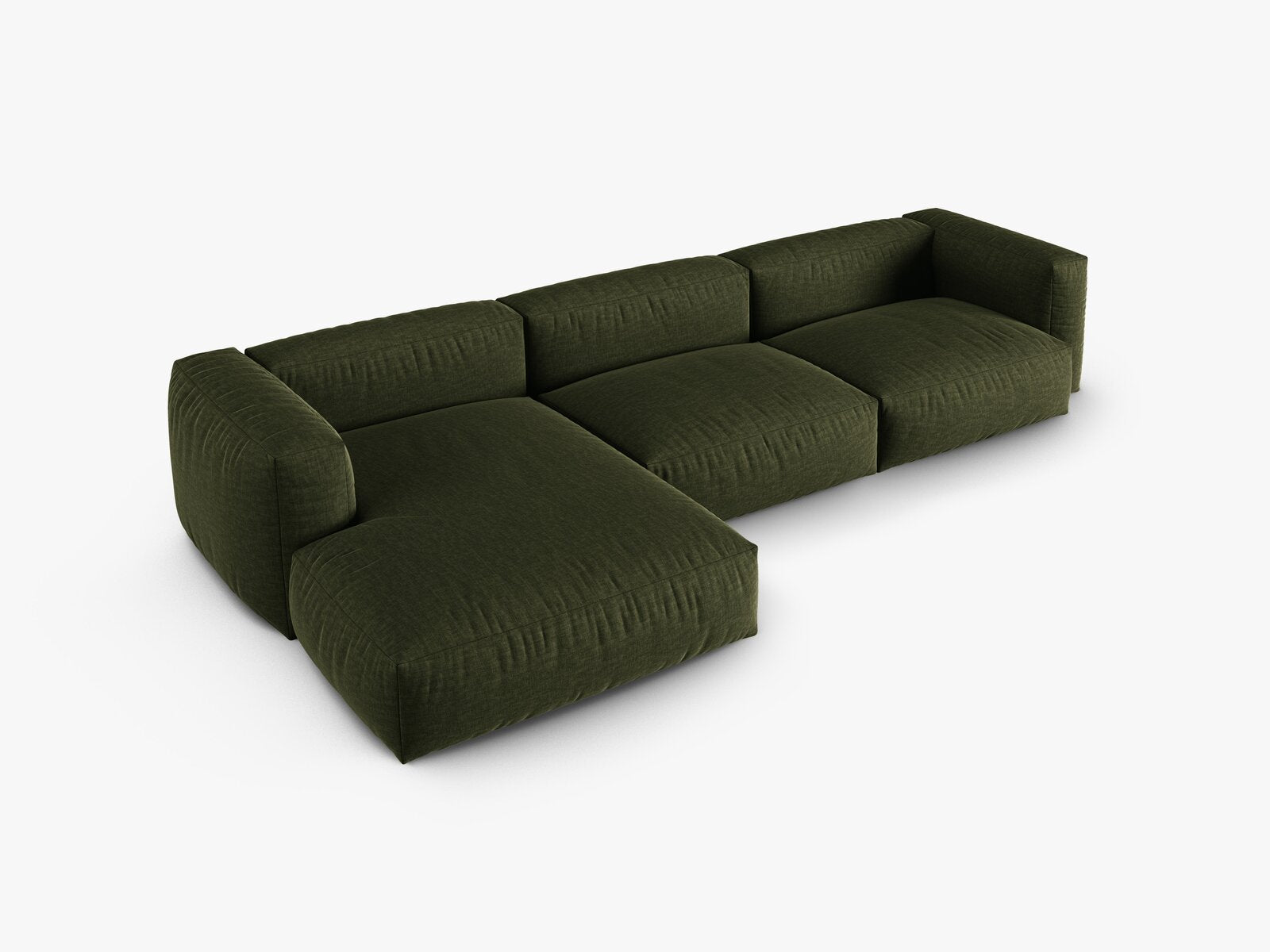 Micadoni Ecksofa Martina 3-Sitzer 90cm Sitztiefe Links Strukturierter Stoff Boston Grün