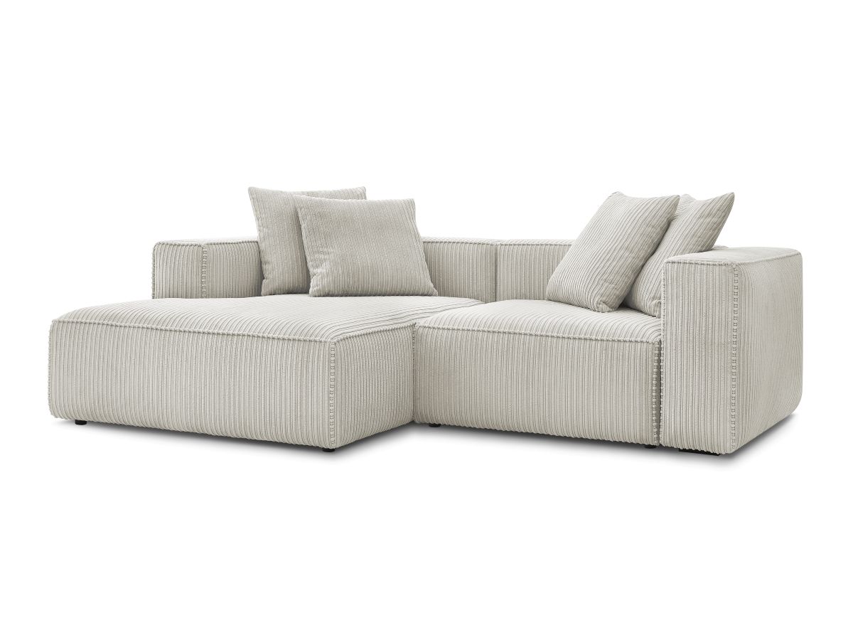 Bobochic Nina Ecksofa Cordsamt Hellgrau Ecke links