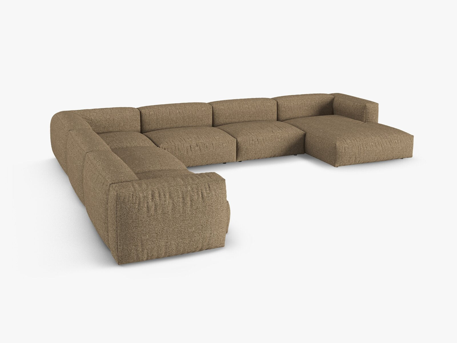 Micadoni modulares Ecksofa XL Martina 6-Sitzer 90cm Sitztiefe Links Boucle Monet Cappuccino