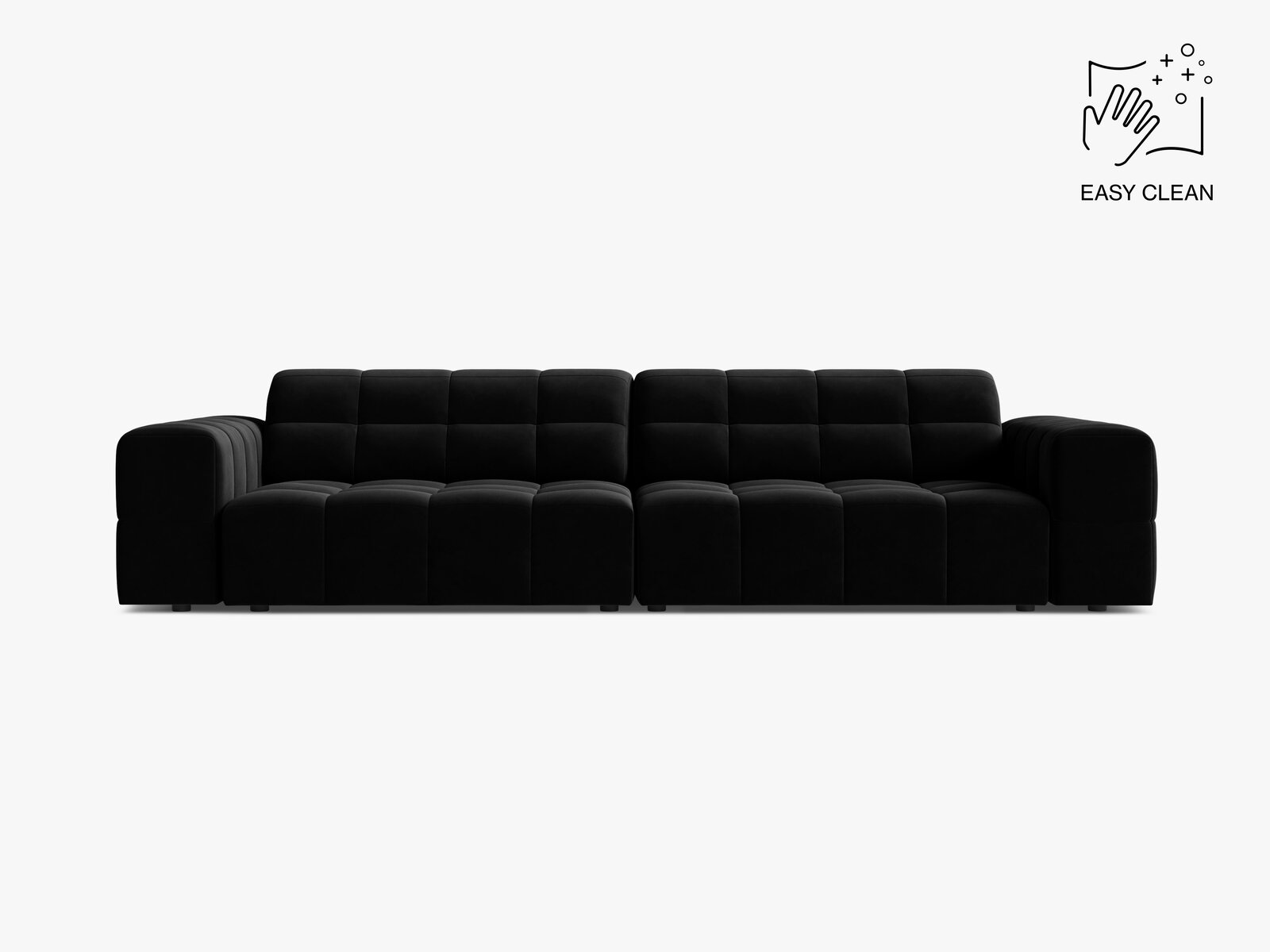 Micadoni Sofa Jennifer 4-Sitzer Samt Venus Schwarz
