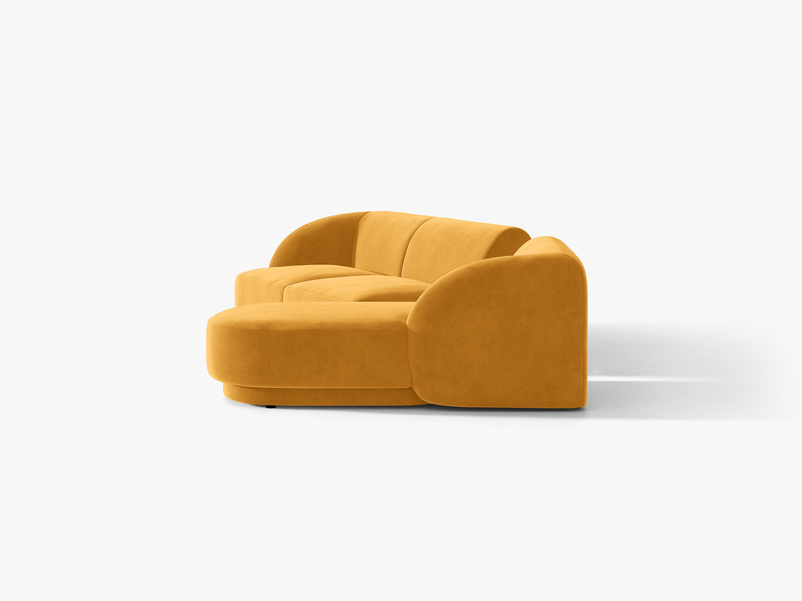 Micadoni Modulares Sofa Miley mit Recamiere 3-Sitzer Rechts Samt Venus Gelb