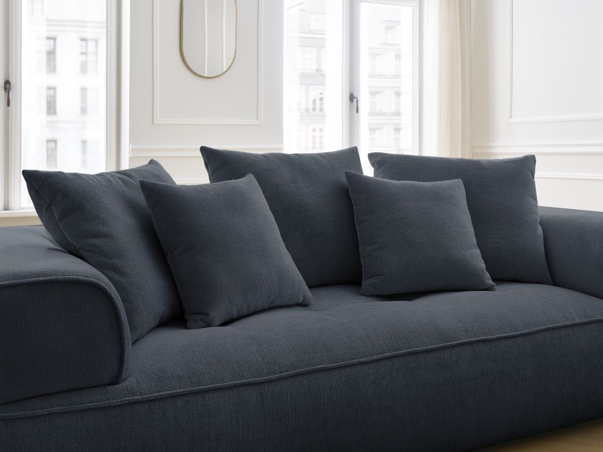 Bobochic Whesley Sofa 3-Sitzer Stoff Dunkelblau