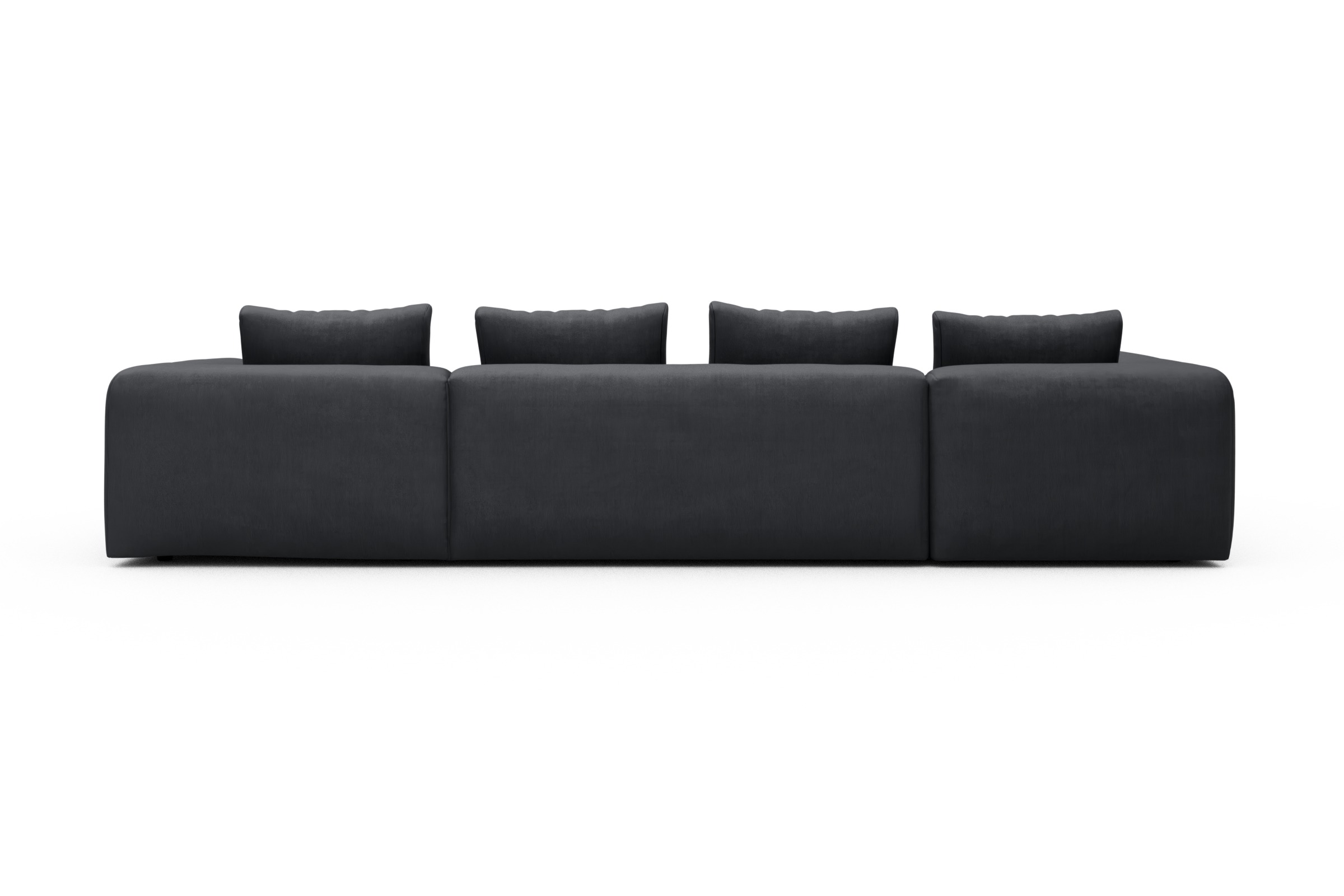Wohnlandschaft Fred Chaiselongue rechts mit 2-Sitzer und lange Armlehne links Cordufine-Slate-Grey