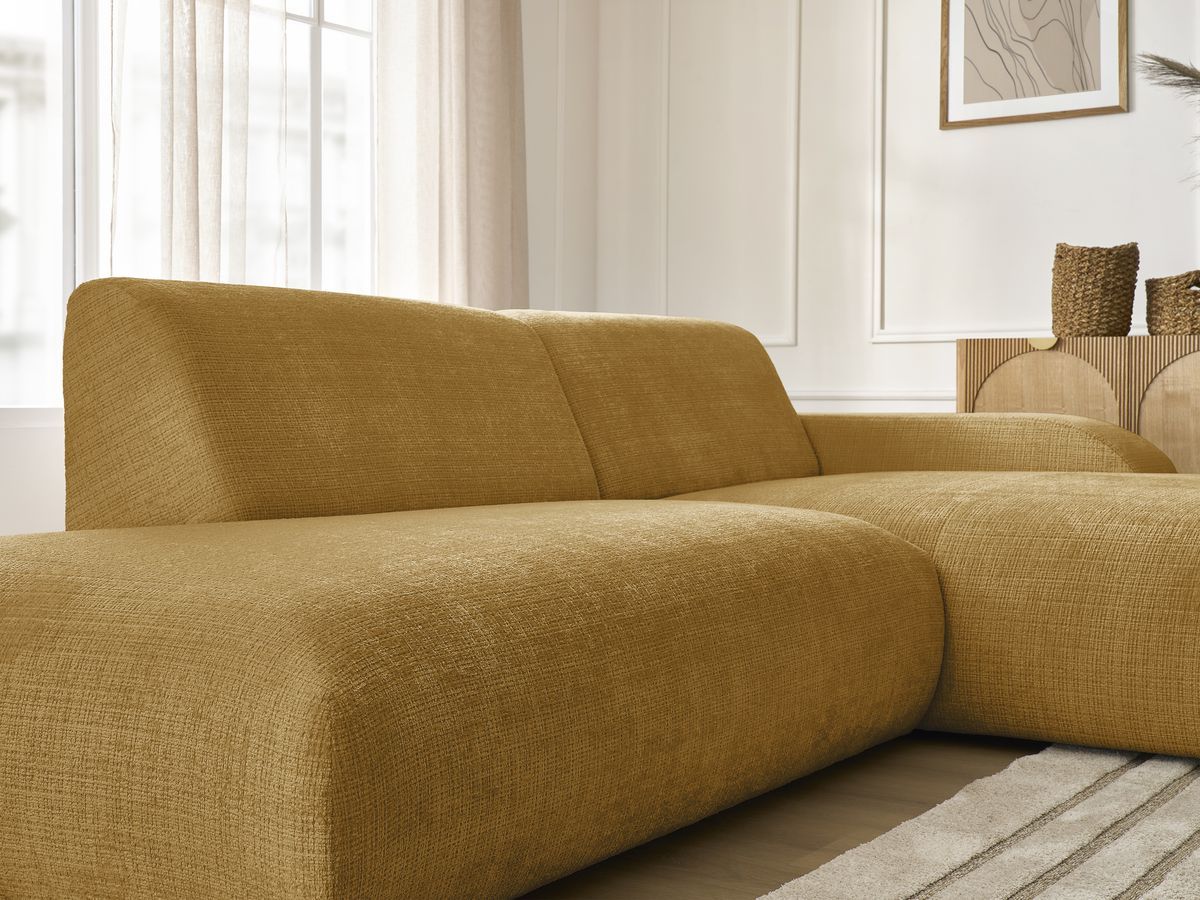 Bobochic Sirius Ecksofa 300 × 170 cm Strukturstoff Gelb Ecke rechts