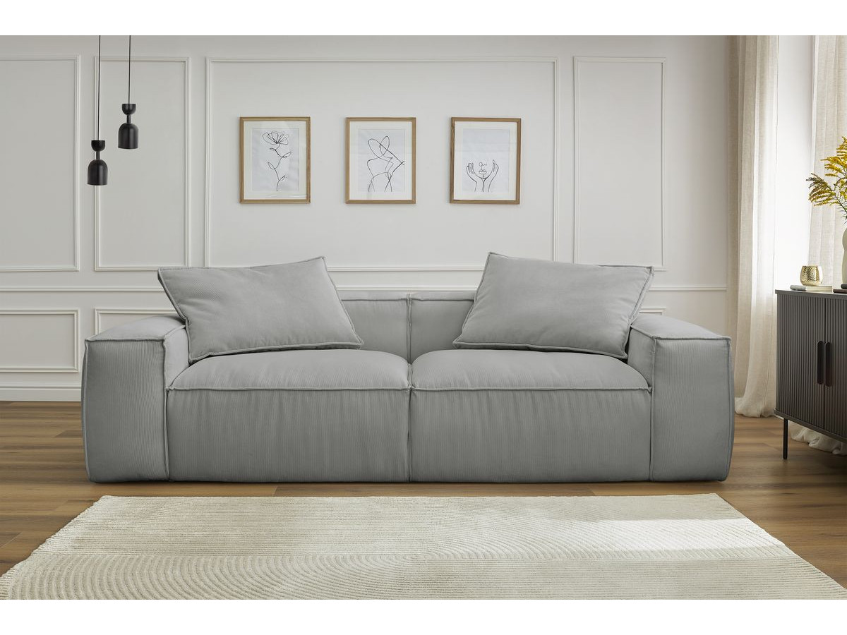 Bobochic Boheme Sofa 3-Sitzer Cordsamt Hellgrau