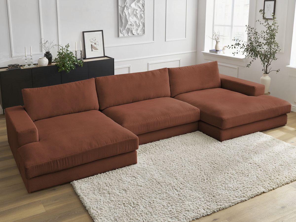 Bobochic Leonard Wohnlandschaft 404 × 159 cm Cordsamt Orange