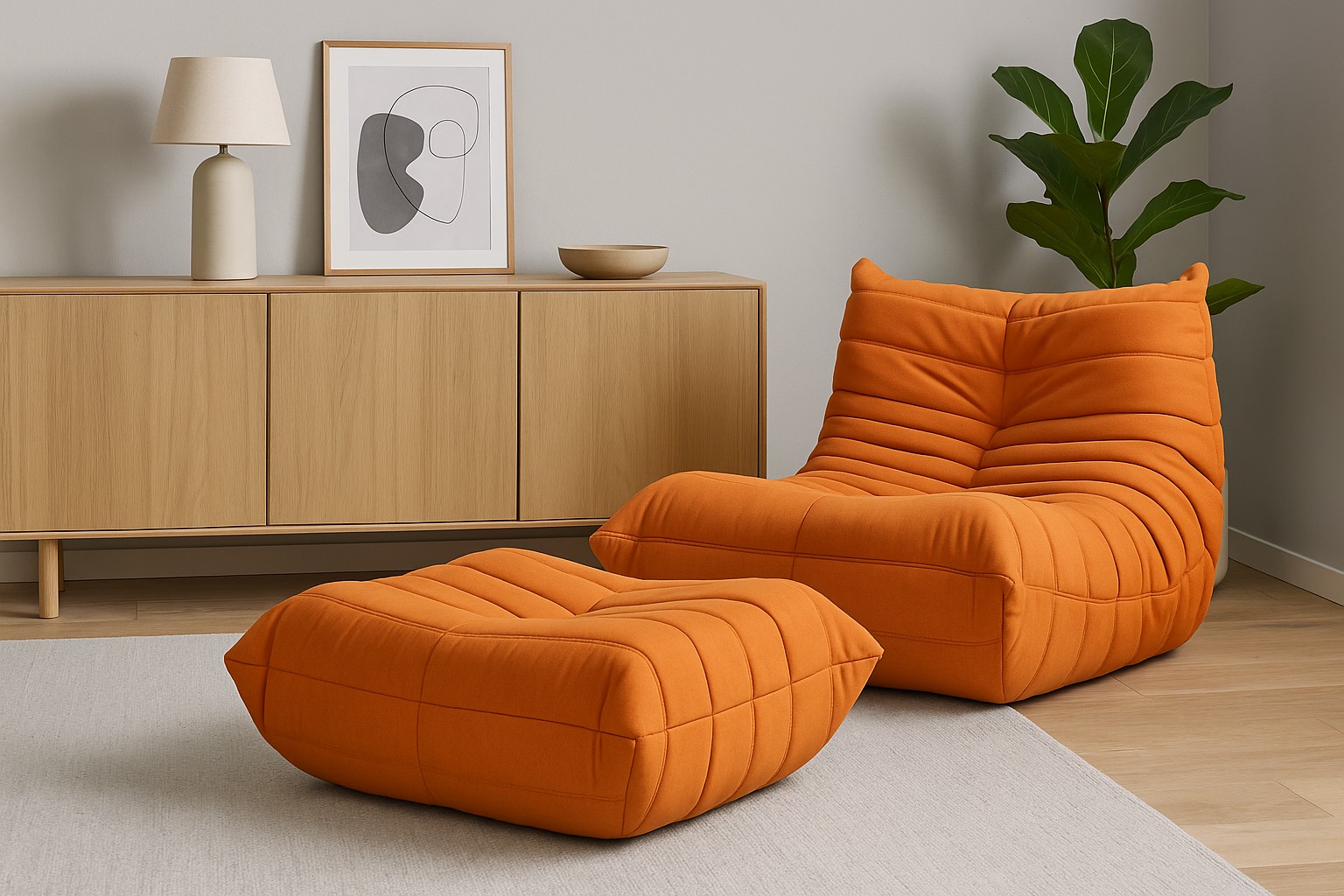 Livin Hill Set Nua: Sessel 87 cm + Fußhocker Gebrannte Orange