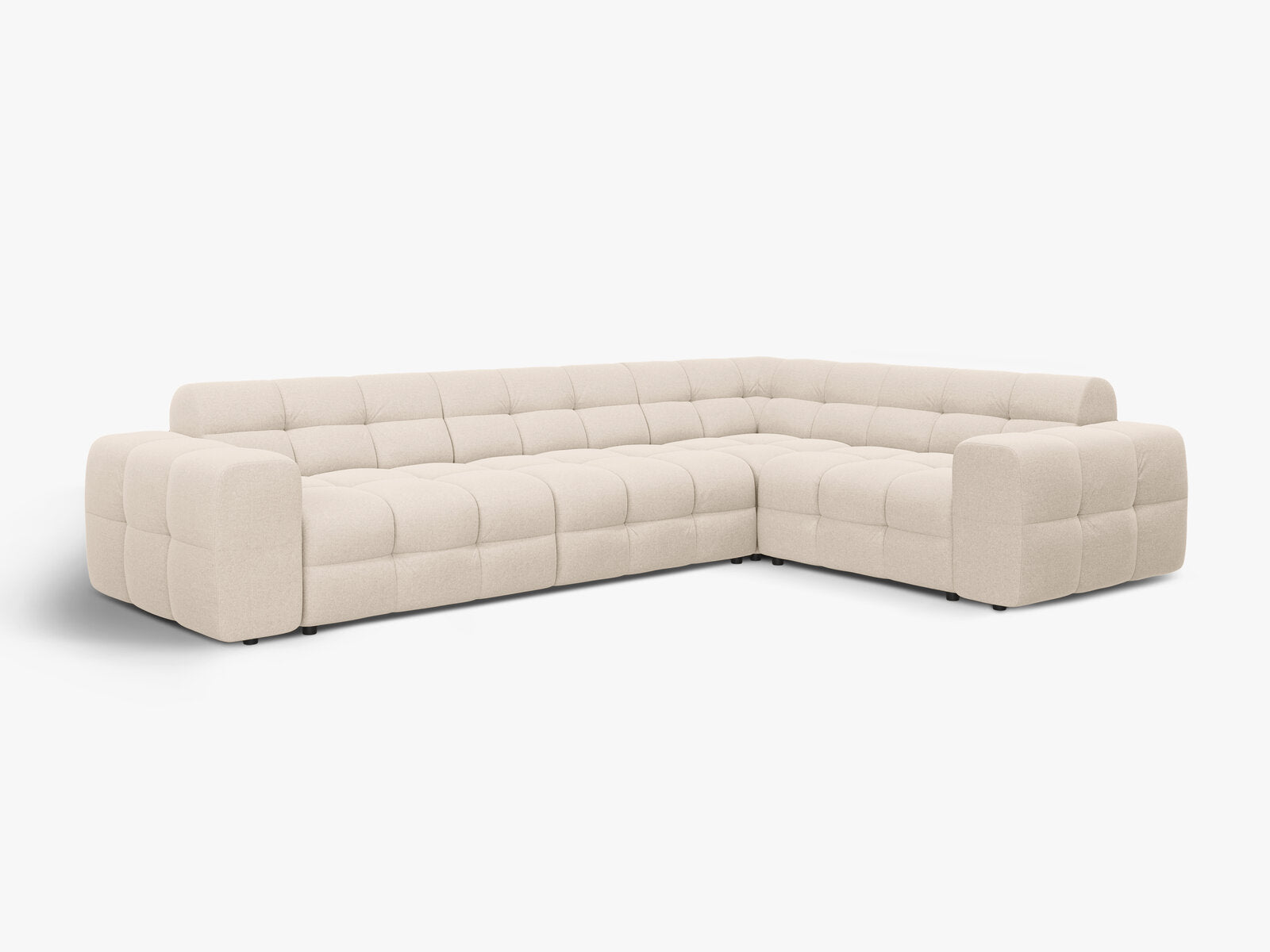 Micadoni Ecksofa Kendal 6-Sitzer Rechts Strukturierter Stoff Beige