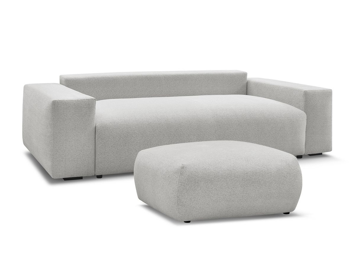 Bobochic Voltaire Sofa 4-Sitzer mit Pouf 280 × 124 cm Melange-Stoff Hellgrau