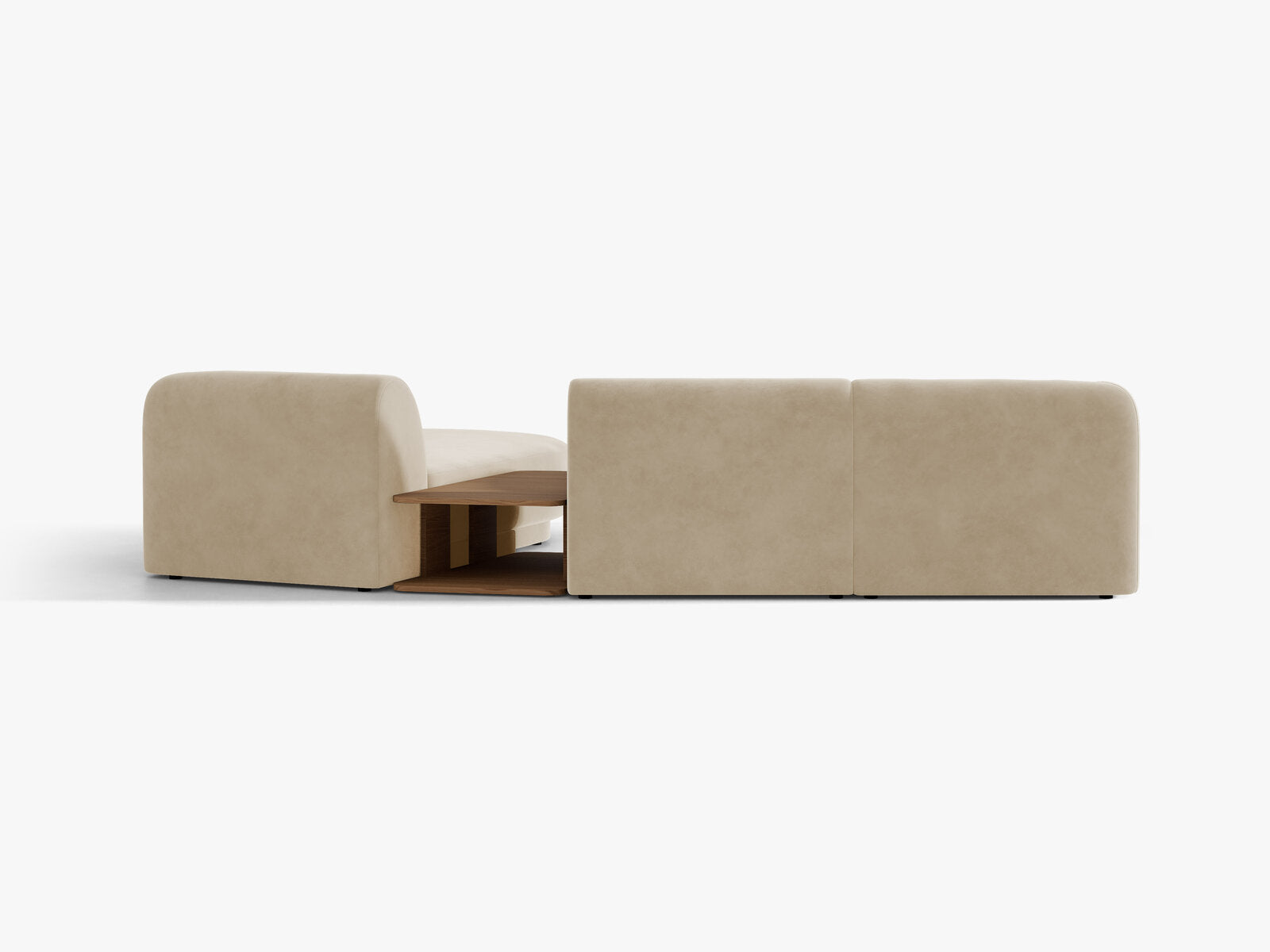 Micadoni Modulares Sofa Miley mit Recamiere 3-Sitzer Rechts Samt Venus Beige