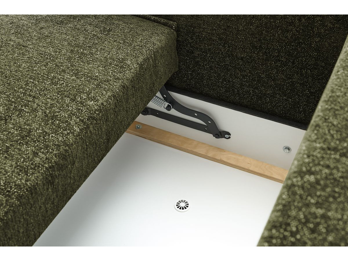 Bobochic Emile Schlafsofa 3-Sitzer mit Bettkasten Melange-Stoff Grün