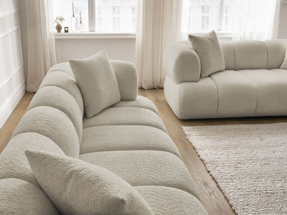 Bobochic Pamira Sofa 5-Sitzer Bouclé-Stoff Beige