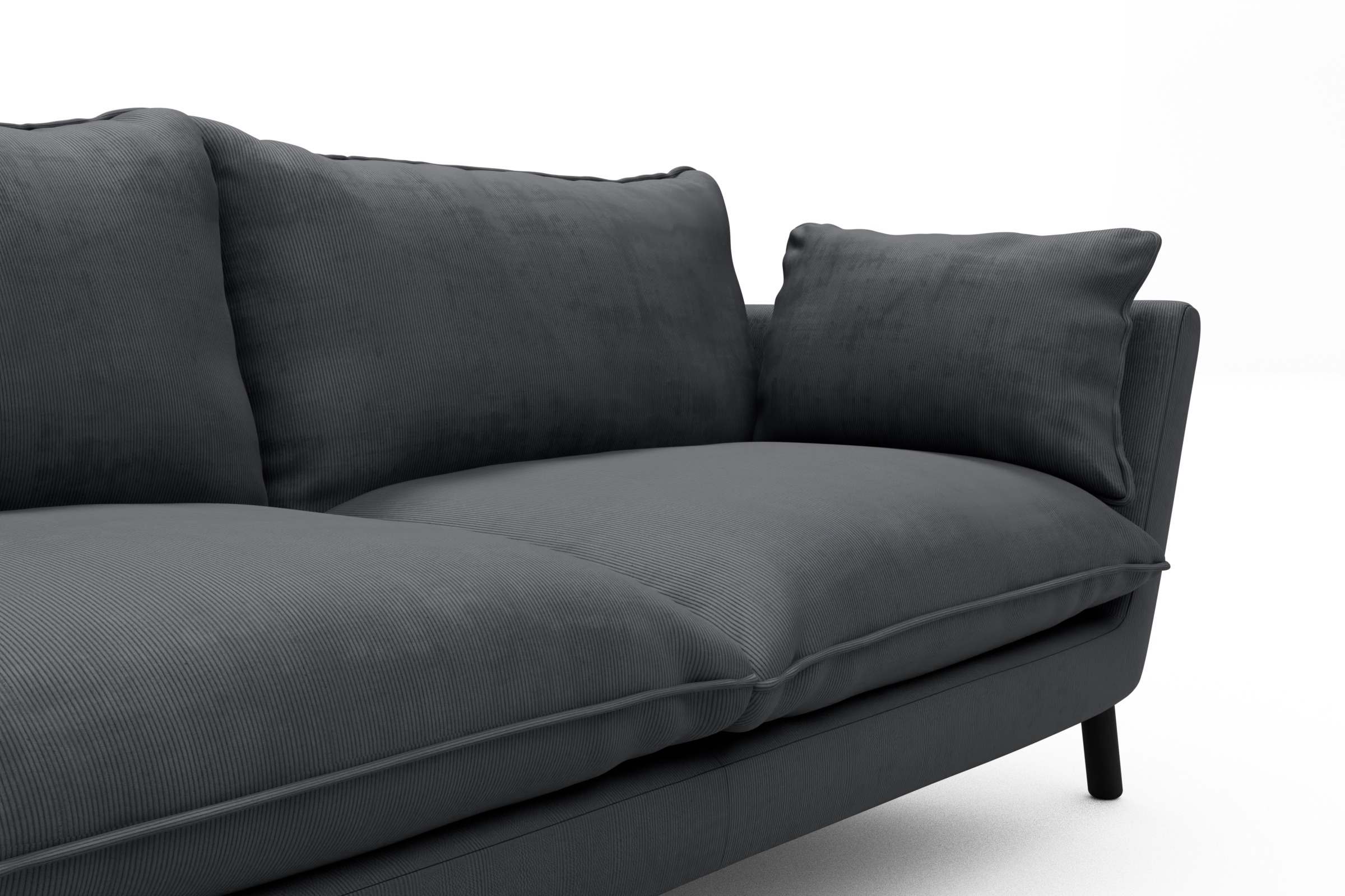 Sofa Emil PREMIUM 3-Sitzer Beinfarbe Eiche Schwarz Cordufine-Slate-Grey