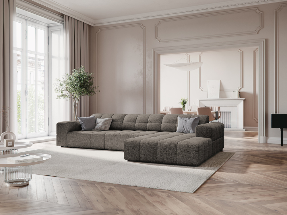 Cosmopolitan Design Ecksofa Chicago 4-Sitzer Chenille Haga Grau Rechts