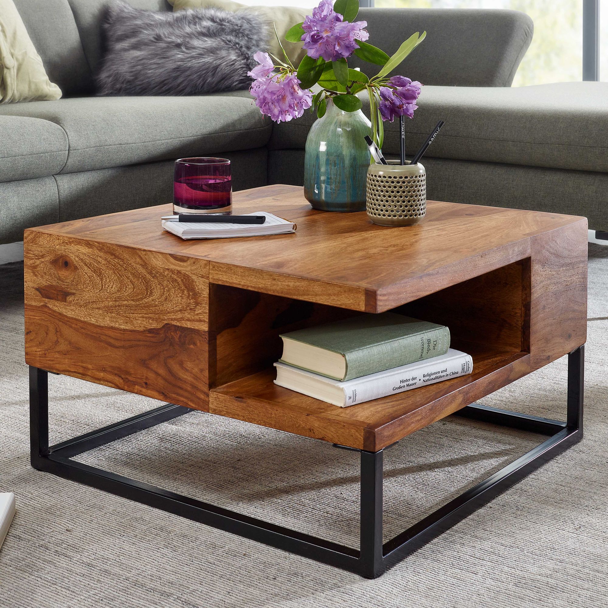 Couchtisch Myvatn Sheesham Massivholz 60 × 60 × 34,5 cm