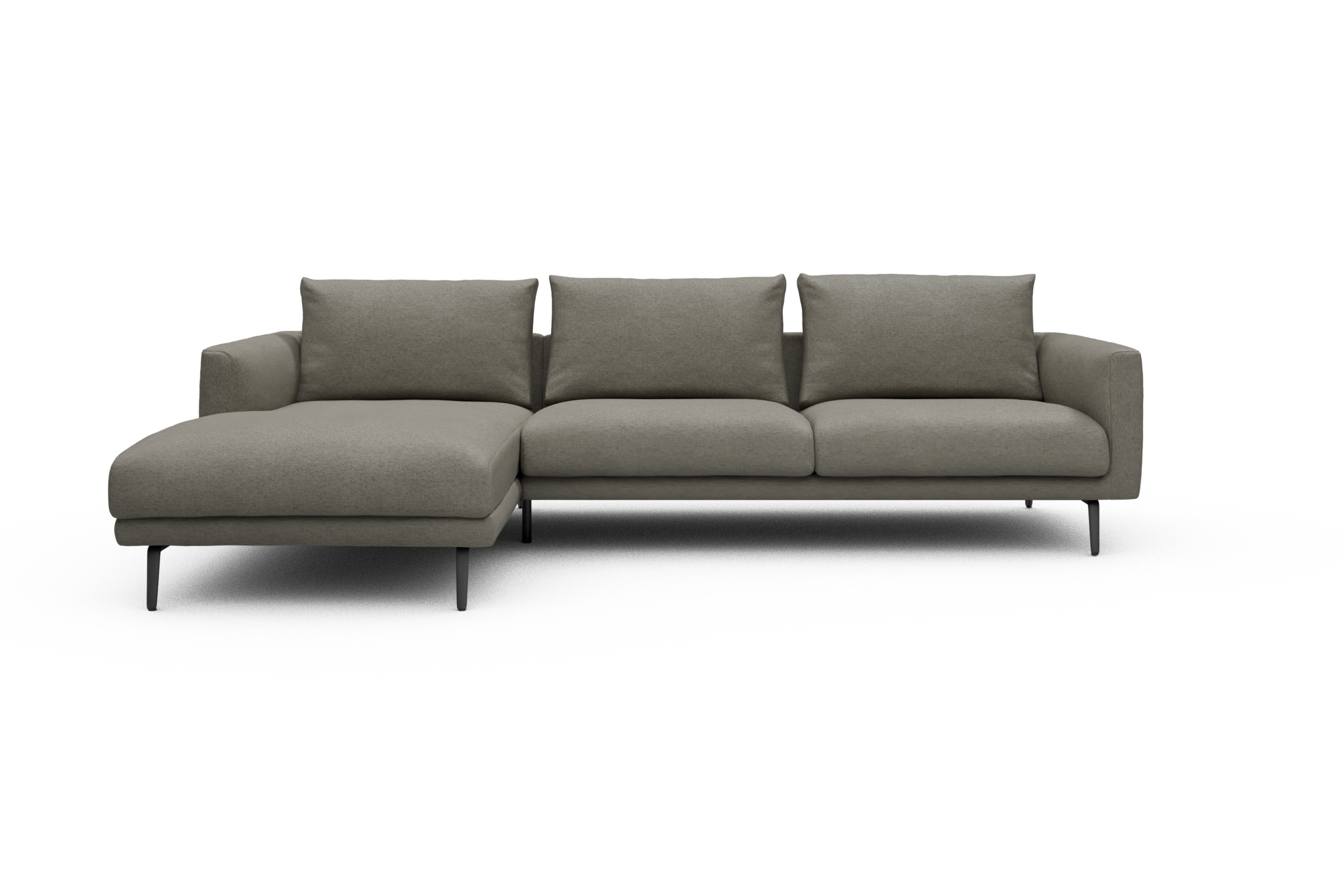Skandi Home Ecksofa Karl Chaiselongue links mit 2,5-Sitzer Denari-Warm-Grey moebelfaktor
