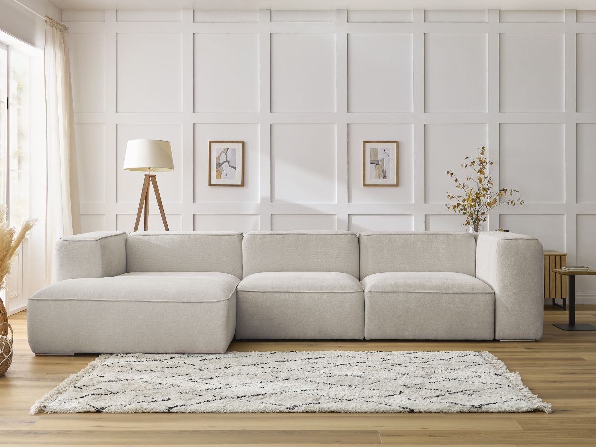 Bobochic Zephyr Ecksofa 349 × 165 cm Strukturstoff Beige Ecke links