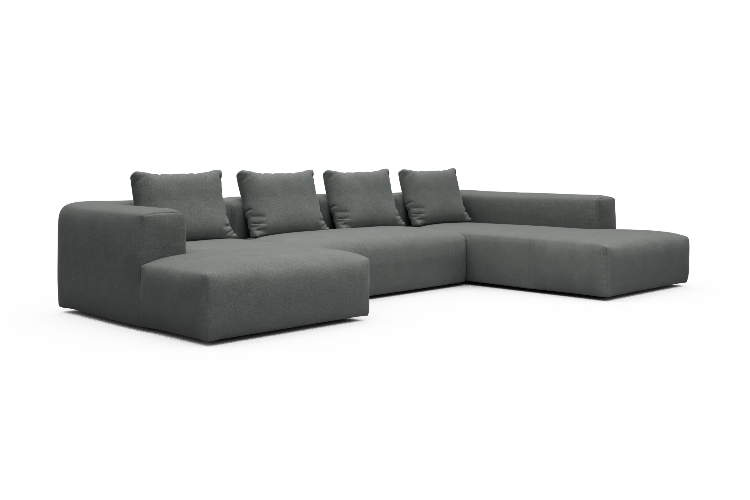 Wohnlandschaft Fred Relax-Ecke rechts mit 2-Sitzer und Chaiselongue links Satya-Steel