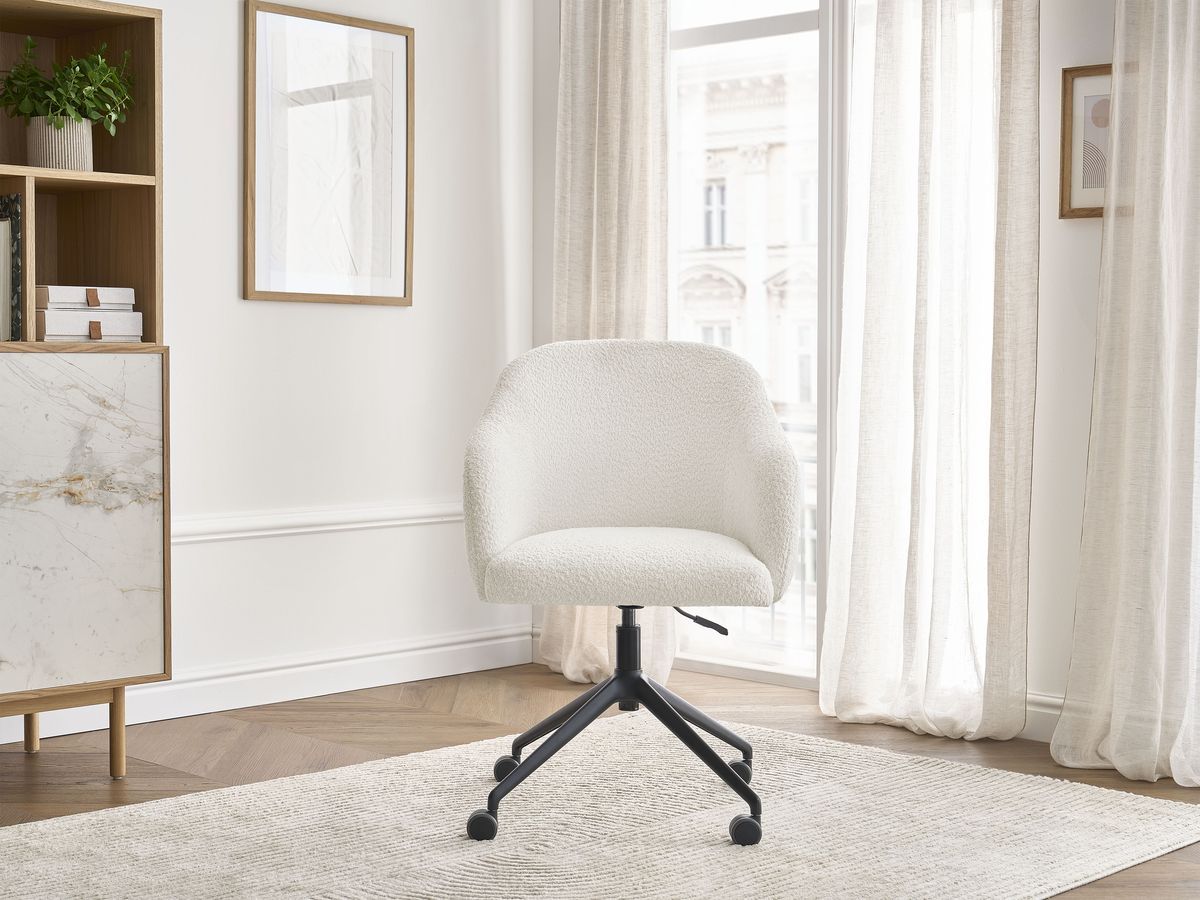 Bobochic Sophie Bürostuhl Bouclé-Stoff Weiß