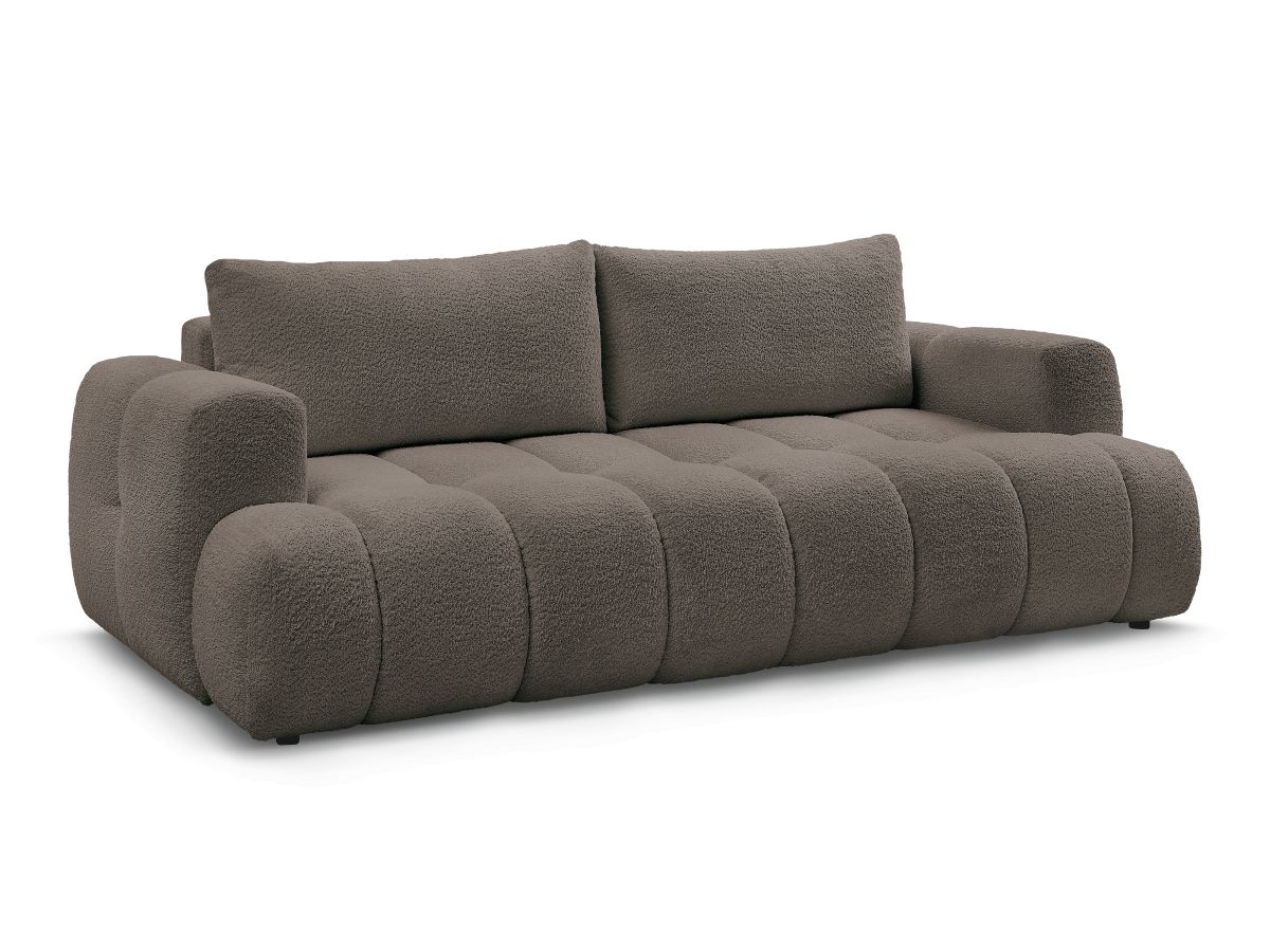 Bobochic Fuji Schlafsofa 3-Sitzer mit Bettkasten Bouclé-Stoff Braun