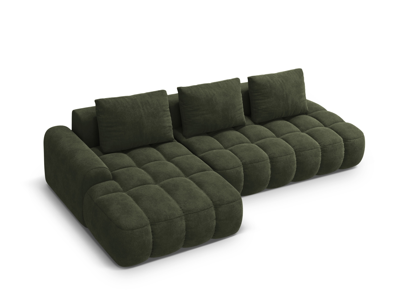Cosmopolitan Design Ecksofa Linz 3-Sitzer offen mit Schlaffunktion Samt Vogue Grün Links