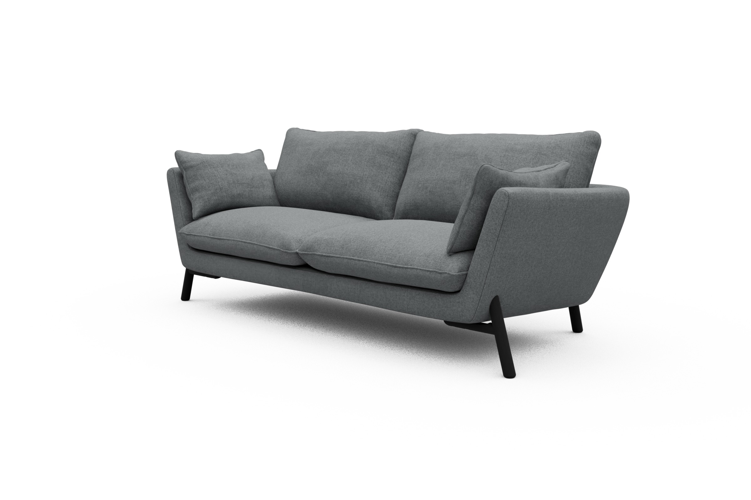 Sofa Emil 3-Sitzer Beinfarbe Eiche Schwarz Casone-Gravel-Grey