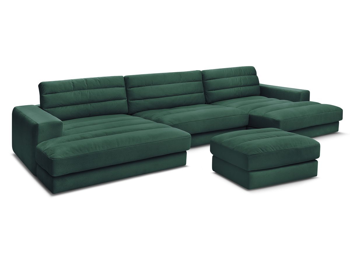 Bobochic Sierra Wohnlandschaft mit Pouf Samt Dunkelgrün