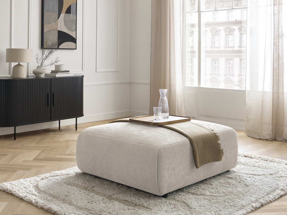 Bobochic Jana Pouf 94 × 114 cm Strukturstoff Beige