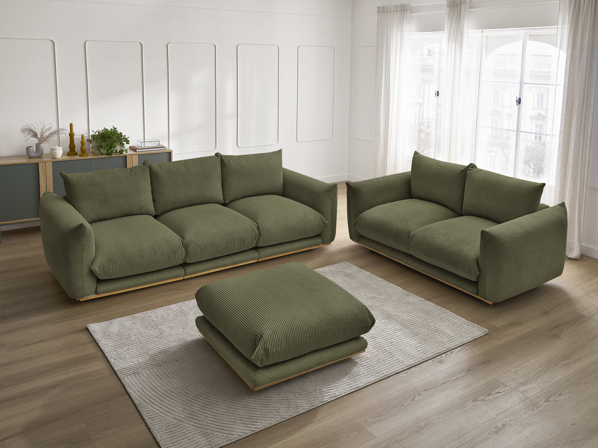Bobochic Ernest Sofa 5-Sitzer mit Pouf Cordsamt Grün