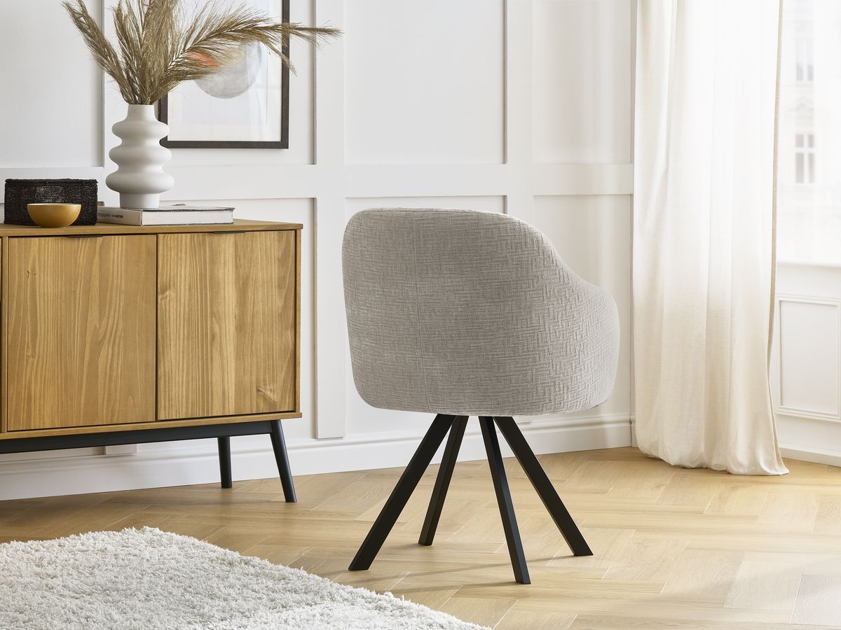 Bobochic Sophie Esszimmerstuhl mit Sternfuß Strukturstoff Beige