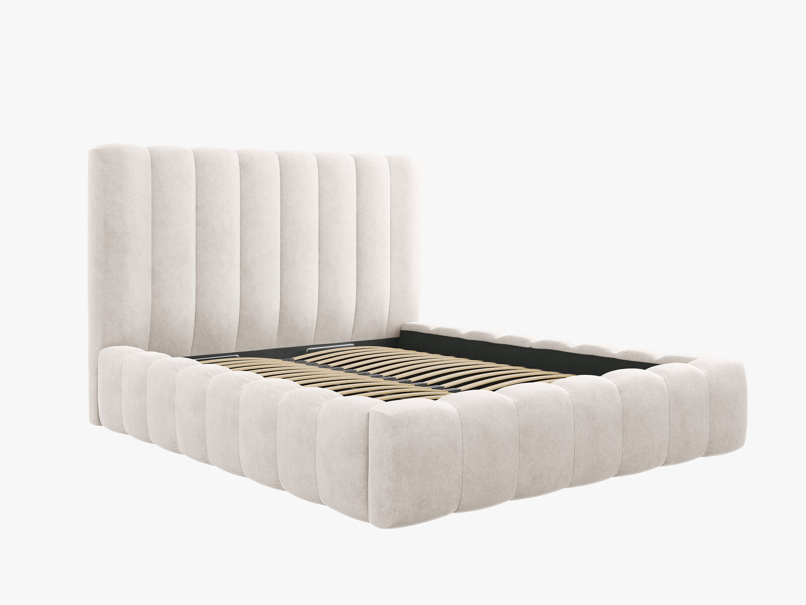Micadoni Bett Kelp Strukturierter Stoff Moly Grau Beige Melange