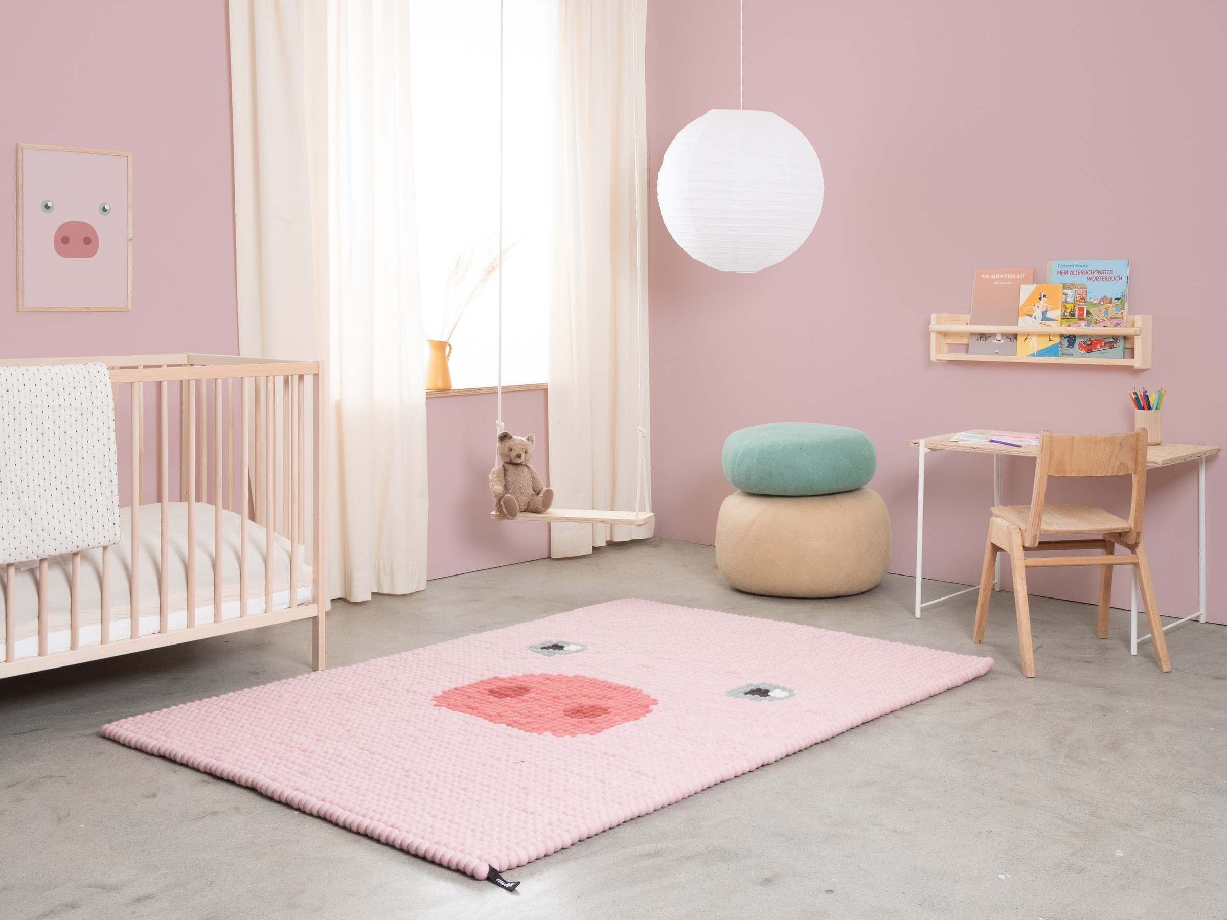 myfelt Friedrich Filzkugelteppich Rosa