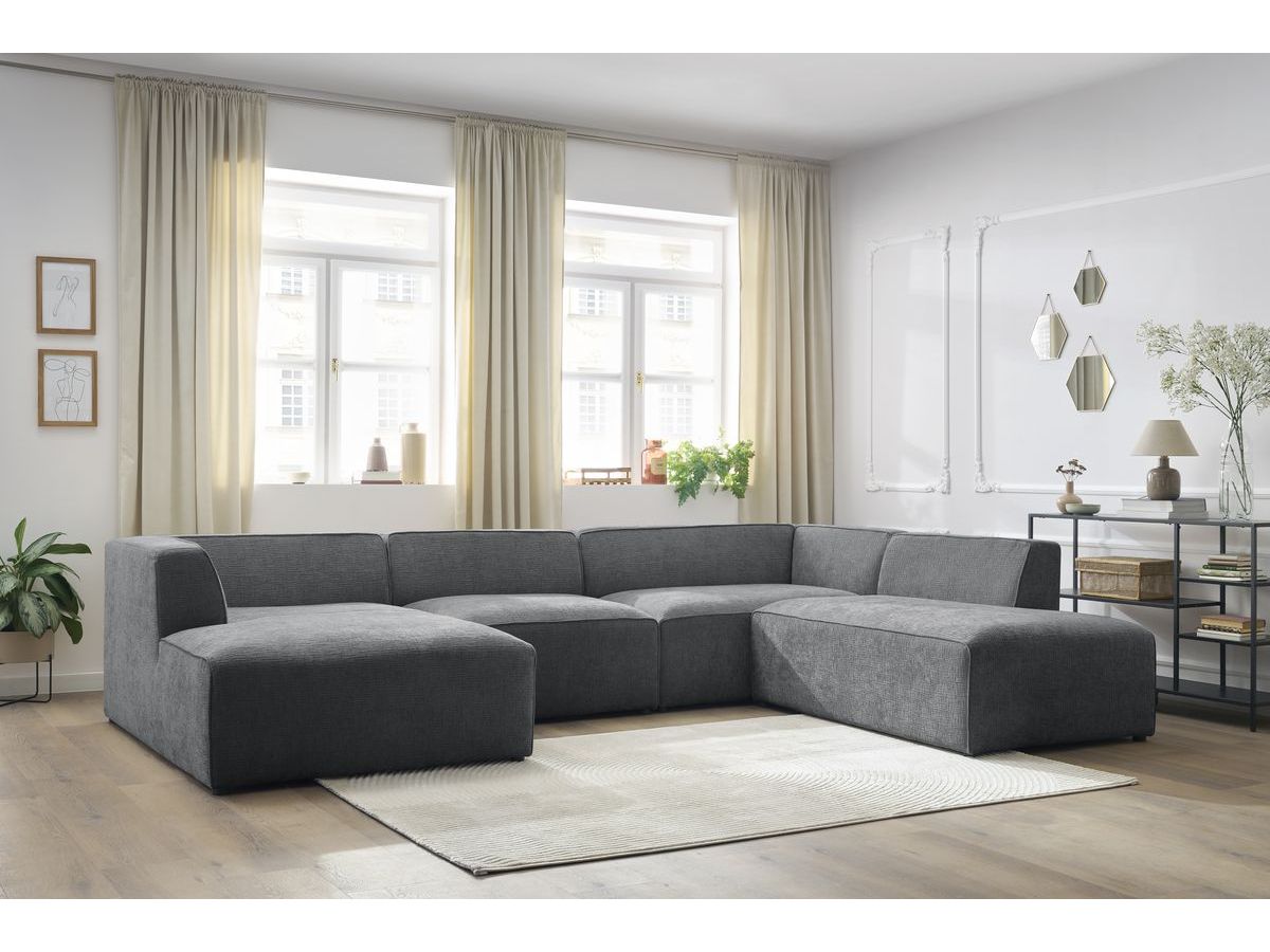 Bobochic Megeve Wohnlandschaft Strukturstoff Dunkelgrau Ecke links