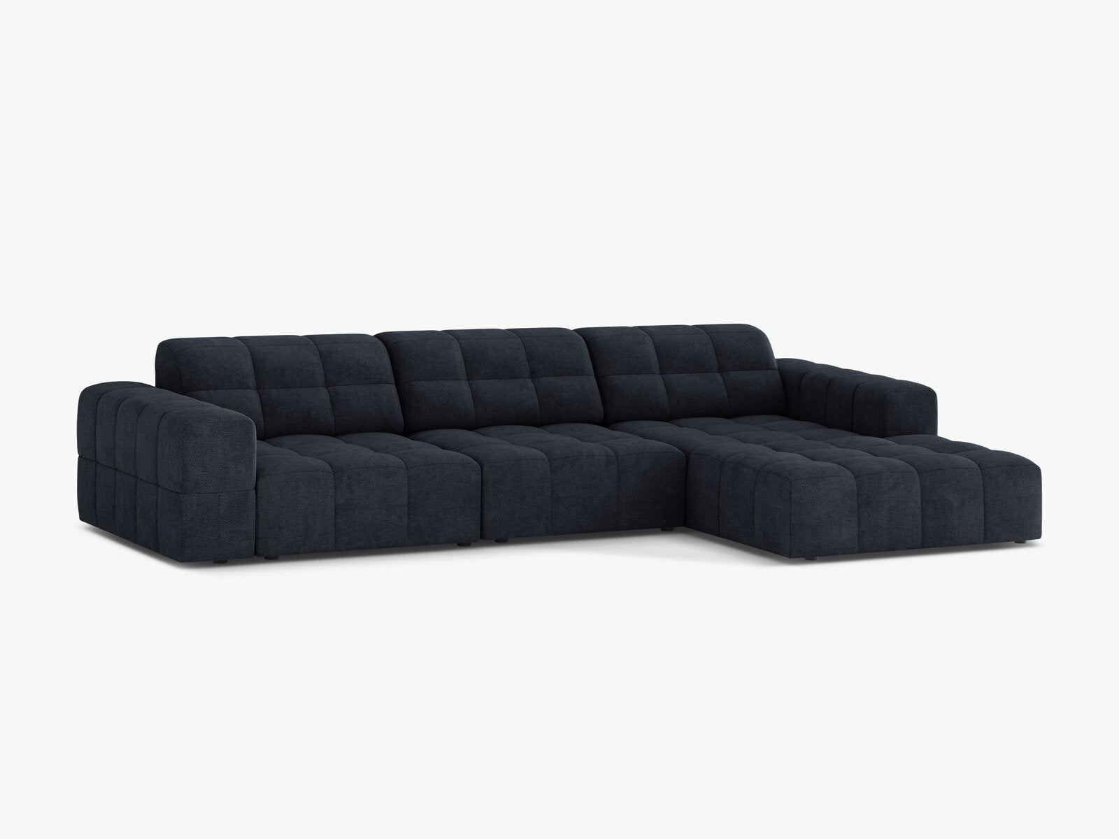 Micadoni Ecksofa Jennifer 4-Sitzer Chenille Eden Marineblau Rechts
