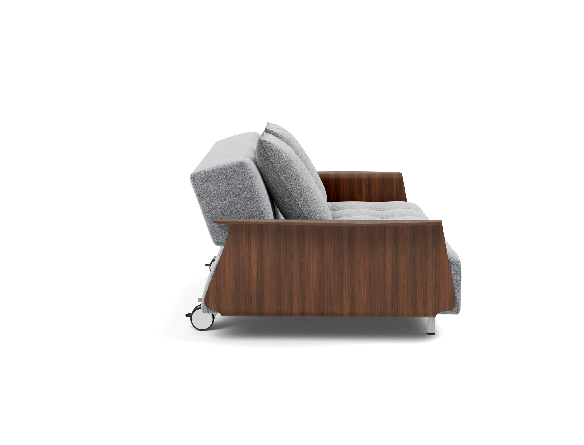 Schlafsofa Long Horn D.E.L. mit Armlehnen Strukturierter Stoff Twist 565-Granite