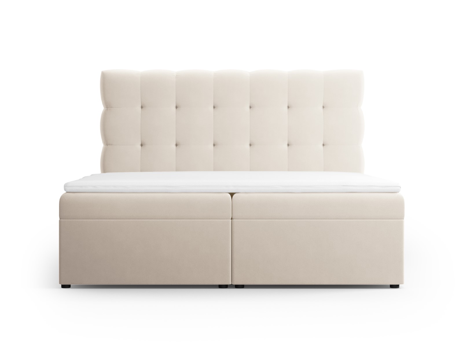 Cosmopolitan Design Boxspringbett Bali 140x200 Samt Bluvel Helles Beige