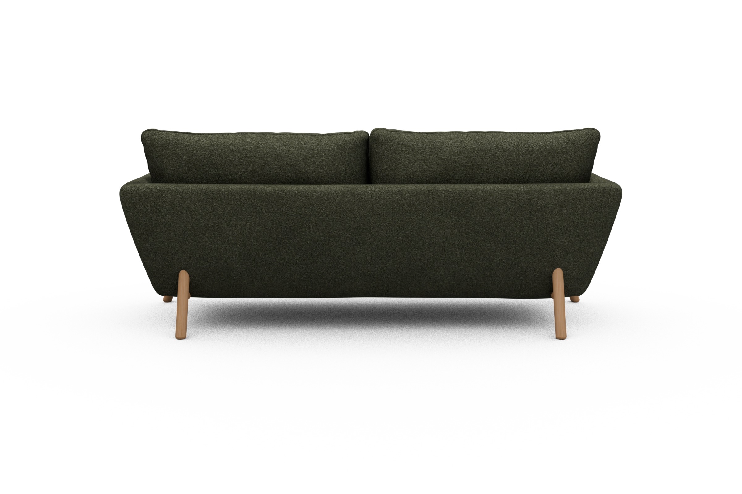 Sofa Emil 3-Sitzer Beinfarbe Eiche Natur Boucle-Forest-Green