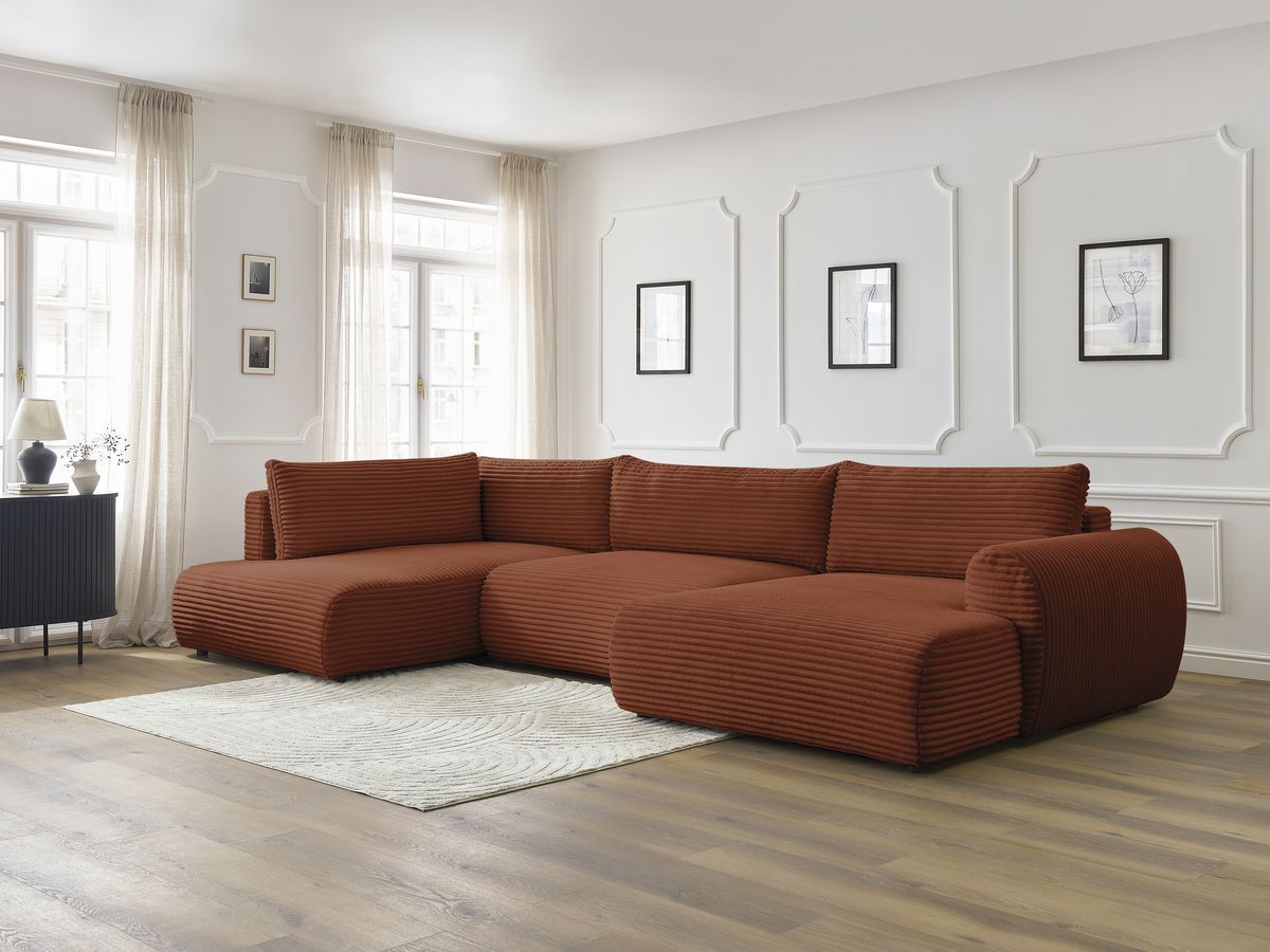 Bobochic Lucien Wohnlandschaft Breitcord weich Orange Ecke rechts