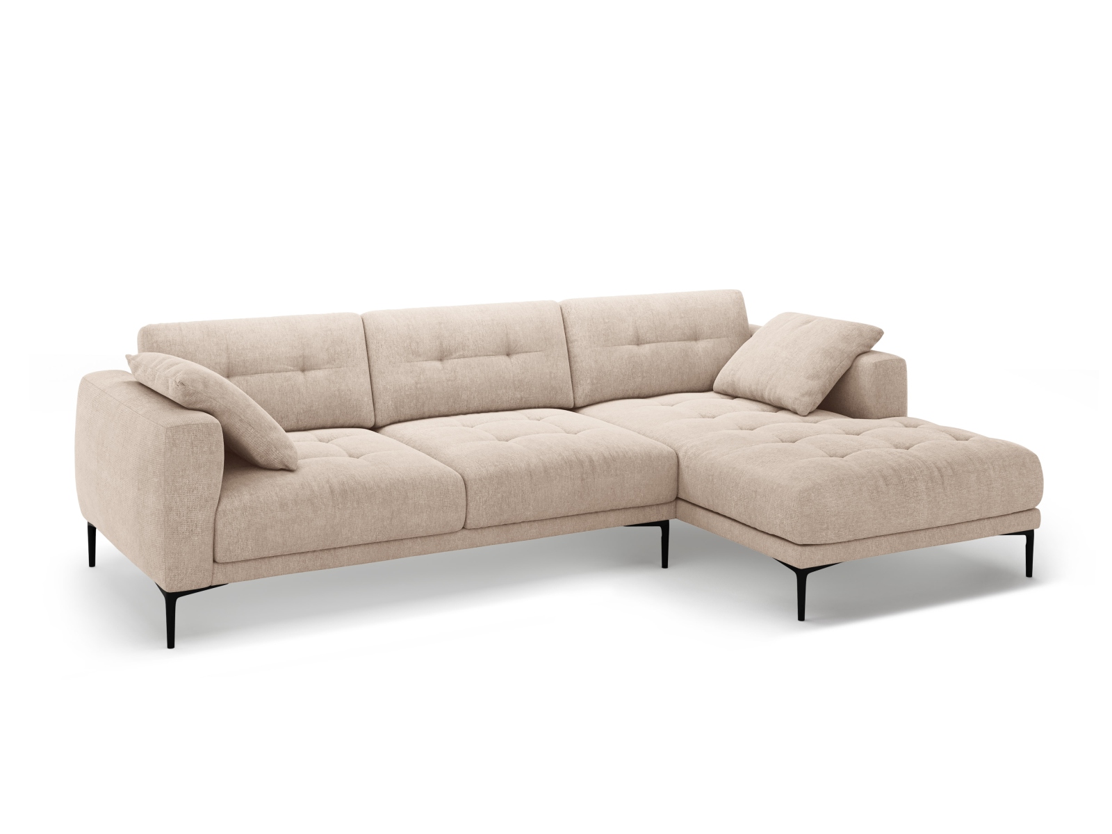 Micadoni Ecksofa Bemy 3-Sitzer Rechts Strukturierter Stoff Sand