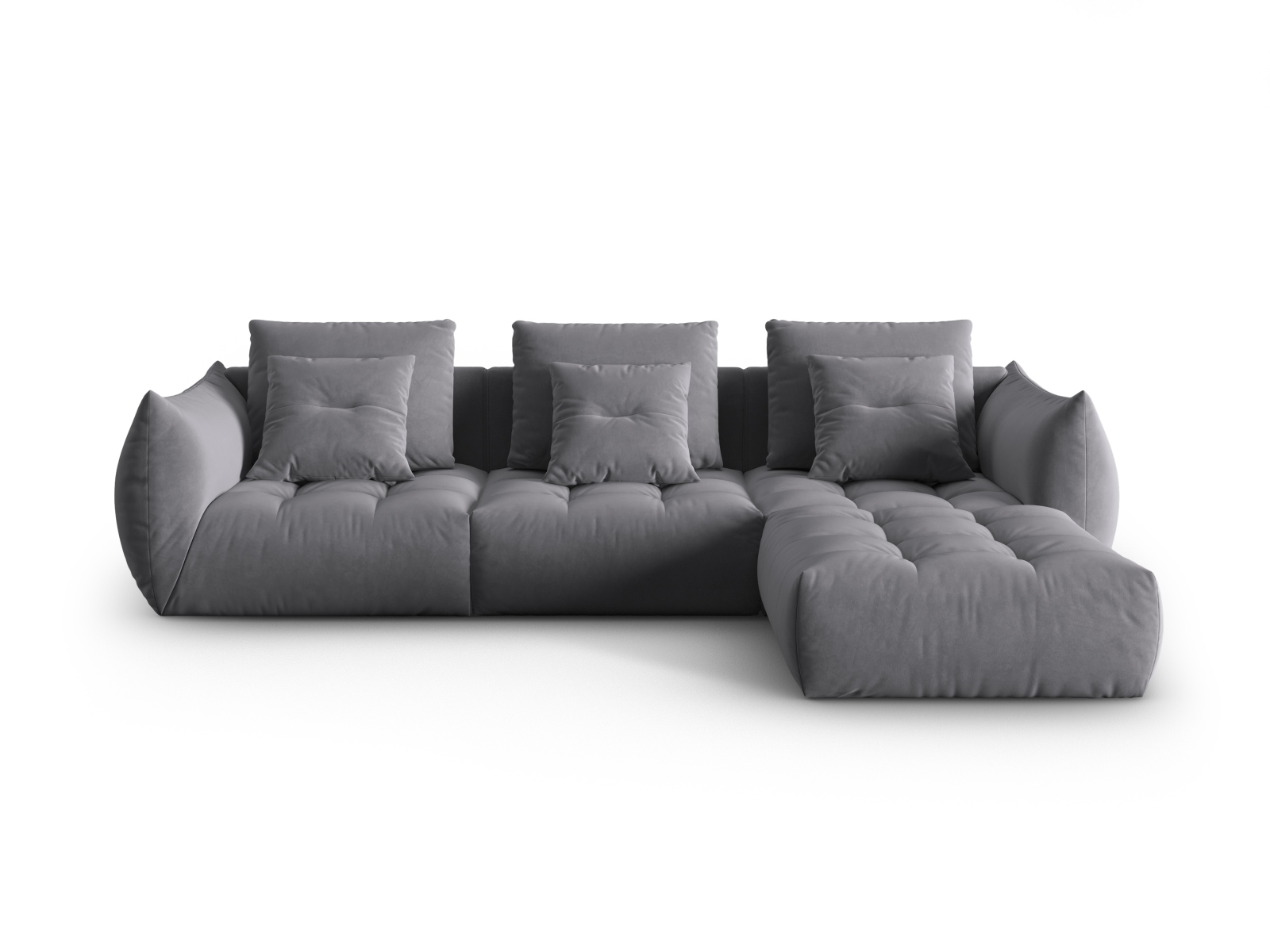 Micadoni Ecksofa Bloom 2-Sitzer Samt Dunkelgrau