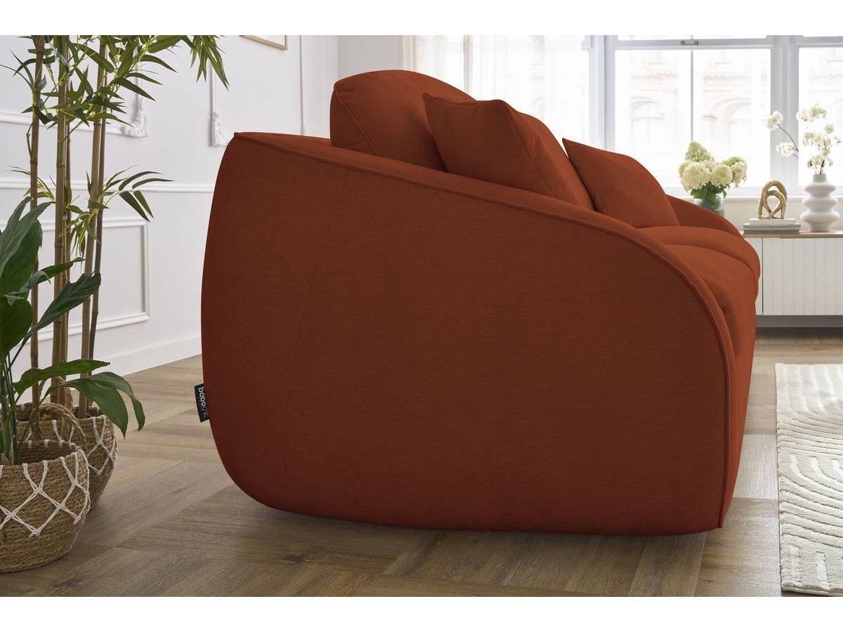 Bobochic Cezanne Schlafsofa 3-Sitzer Stoff Orange, Liegefläche 140 × 194 cm