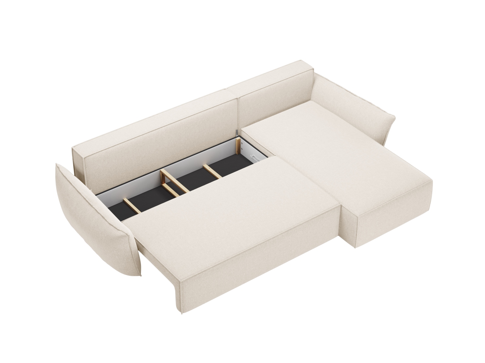 Micadoni Ecksofa Kaelle 4-Sitzer mit Schlaffunktion Rechts Chenille Helles Beige