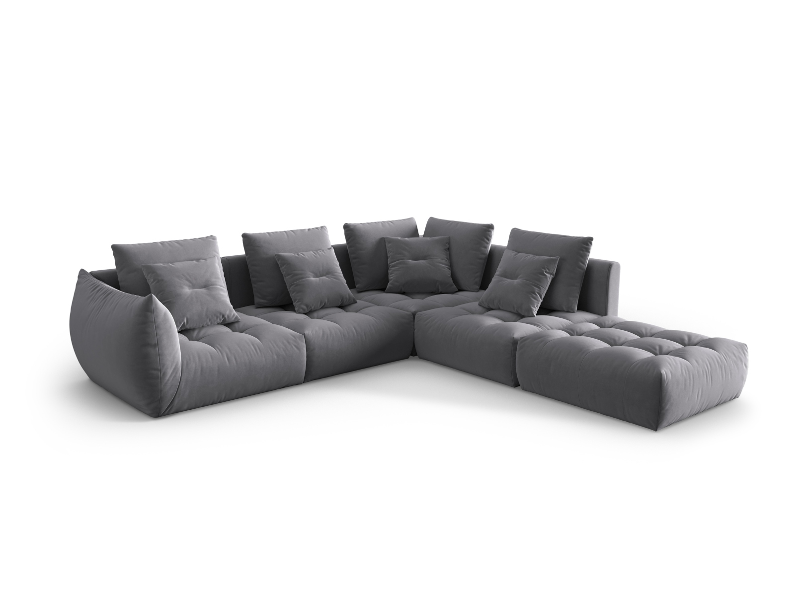 Micadoni Ecksofa Bloom 5-Sitzer Rechts Samt Dunkelgrau