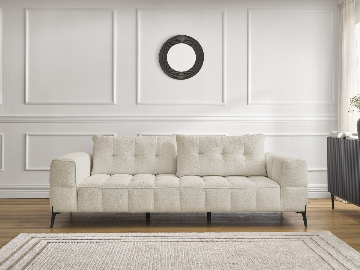 Bobochic Anis Sofa 3-Sitzer Bouclé-Stoff Beige