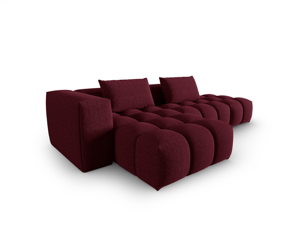 Cosmopolitan Design Ecksofa Verona 4-Sitzer offen Strukturierter Stoff Sorella Burgundfarben Links