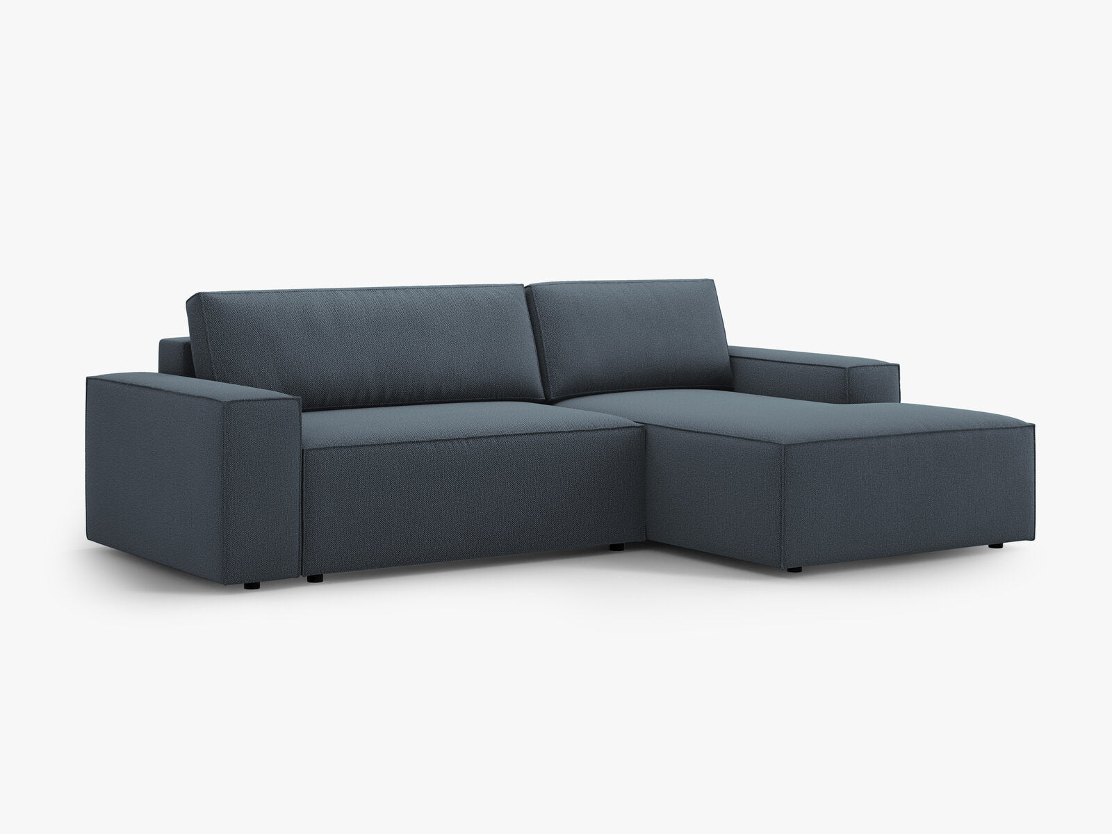 Micadoni Schlaf-Ecksofa Jodie 3-Sitzer Rechts Strukturierter Stoff Blau