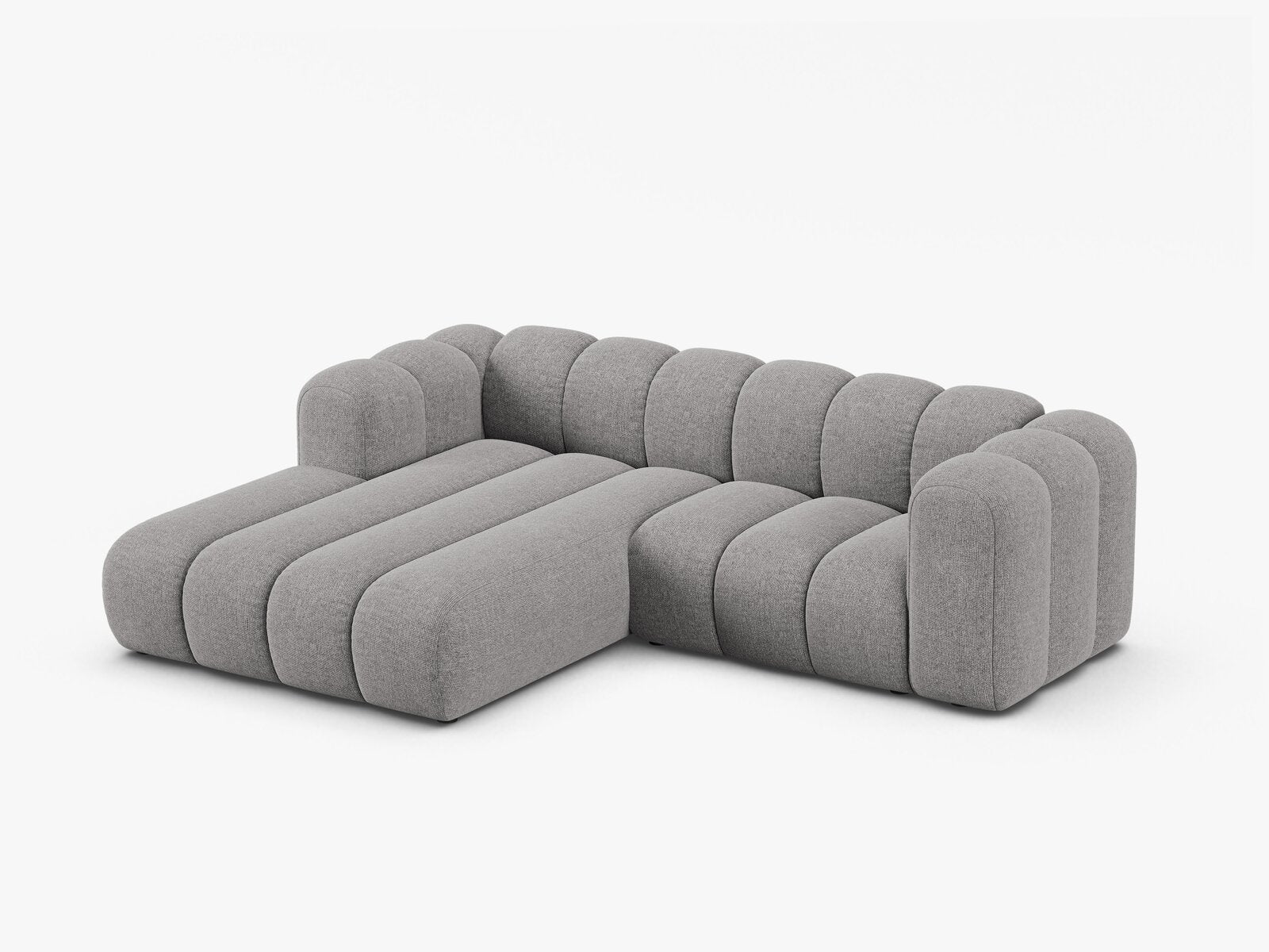 Micadoni Modulares Ecksofa Lupine 3-Sitzer Links Chenille Eden Hellgrau
